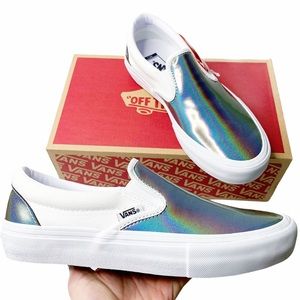 Vans Slip-On Pro Iridescent Silver White Sneakers